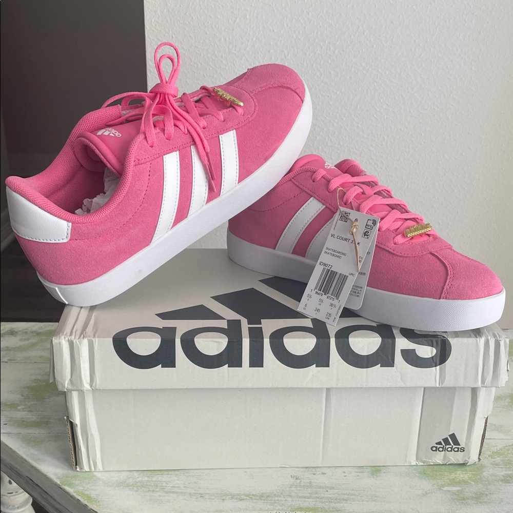 Adidas Vibrant Pink and White Shoes